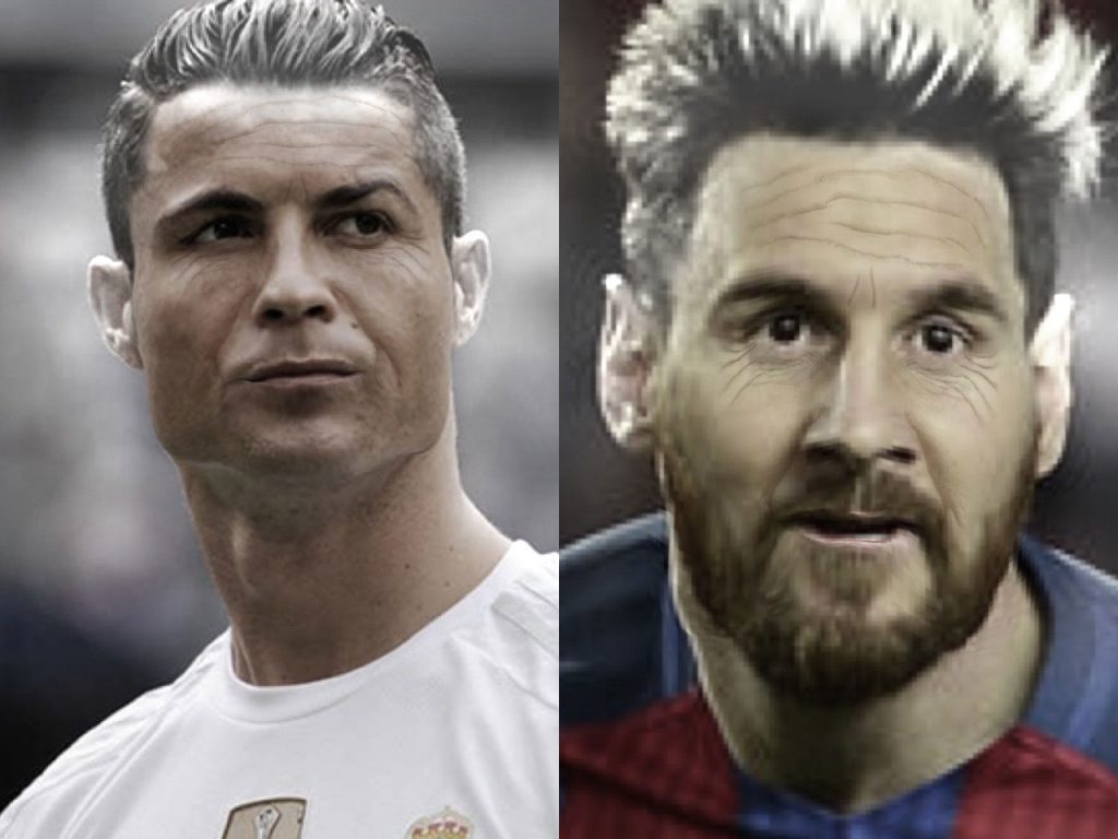 Messi e Ronaldo invecchiati